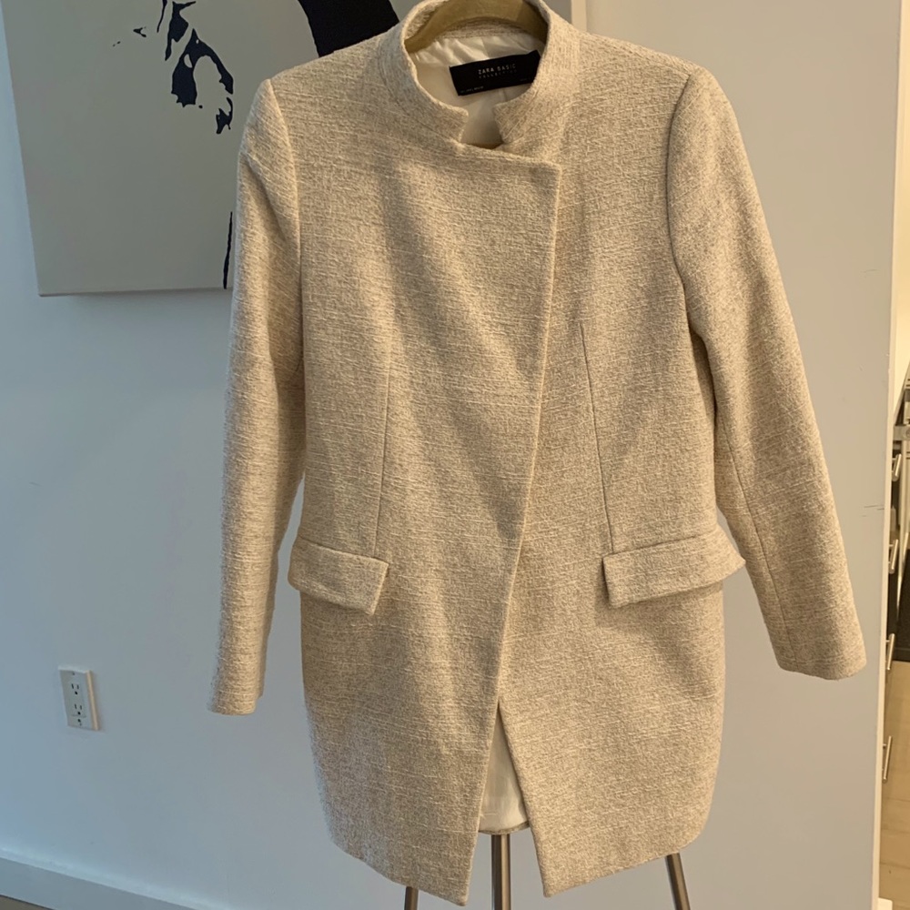 Zara Basic Beige Coat (Barely Worn)